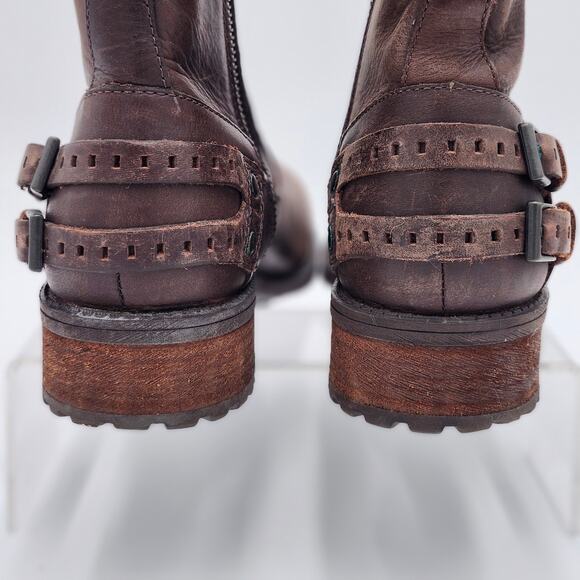 UGG Australia Orion Brown Leather Biker Moto  Boots Women 7.5 S0066 - Picture 5 of 11